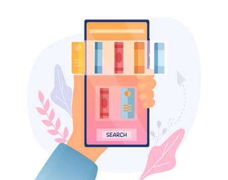 Ebook app showing a library search functionのイラスト素材