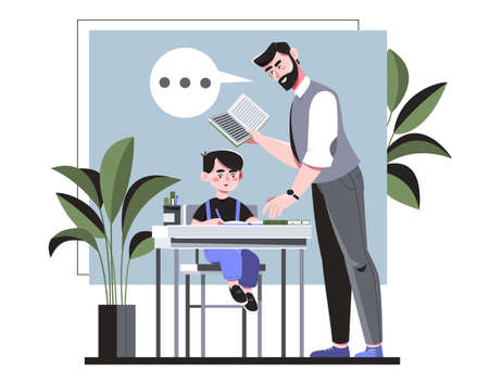 Teacher giving individual attention to a studentのイラスト素材