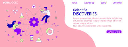 Scientific Discoveries web banner templateのイラスト素材