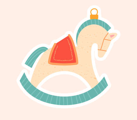 Christmas tree decoration of a rocking horseのイラスト素材