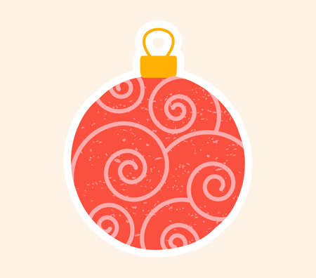 Bright red decorated Christmas tree bauble or ballのイラスト素材