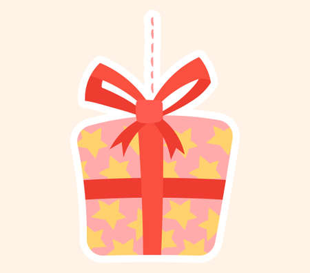 Colorful Christmas gift tree decoration with starsのイラスト素材