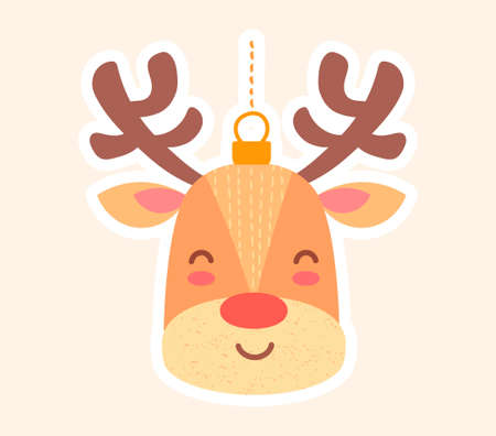 Festive Christmas toy reindeer for the treeのイラスト素材