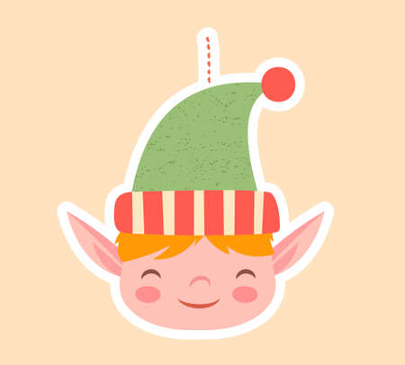 Cute little elf Christmas tree ornamentのイラスト素材