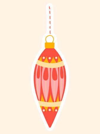 Elegant red Christmas bauble for an Xmas treeのイラスト素材