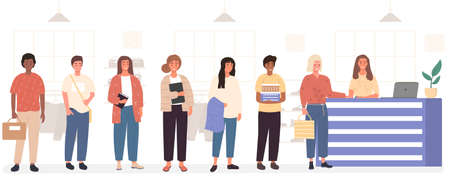 Consumerism concept with customers waiting to payのイラスト素材