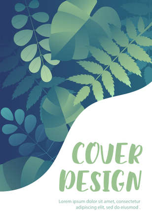 Cover Design with lush green tropical plantsのイラスト素材