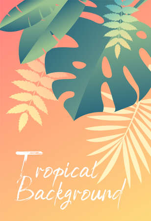 Hot tropical background with green leavesのイラスト素材