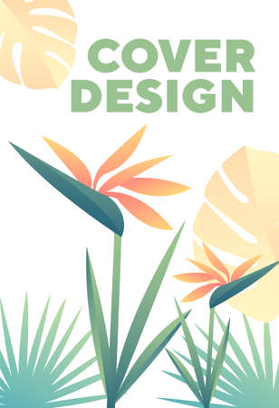 Tropical template Cover Design with strelitziaのイラスト素材