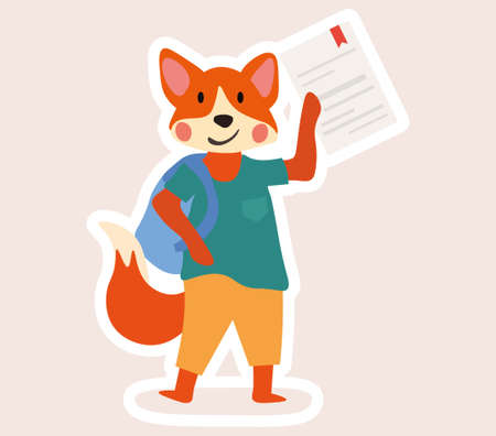 Happy successful fox student with certificateのイラスト素材