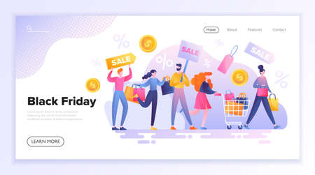 Black Friday shopping and sale conceptのイラスト素材