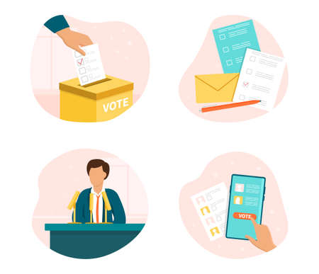 Election set with voting and campaigningのイラスト素材