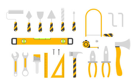 Large set of hand tool icons isolated on whiteのイラスト素材