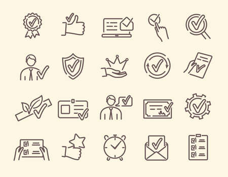 Vector set of linear icons related to approvementの素材 [FY310155771771]