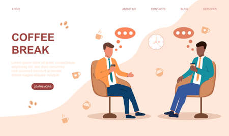Two diverse businessmen sitting in arm chairsのイラスト素材