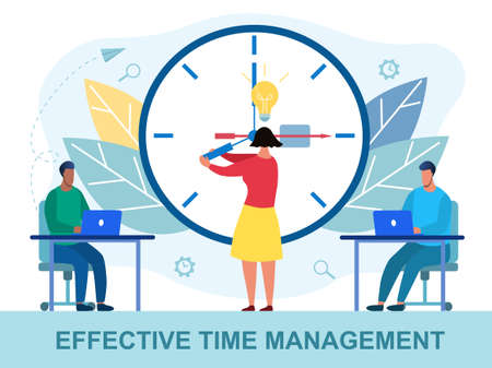 Time management concept with men workingのイラスト素材