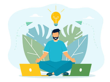 Meditation workflow conceptのイラスト素材