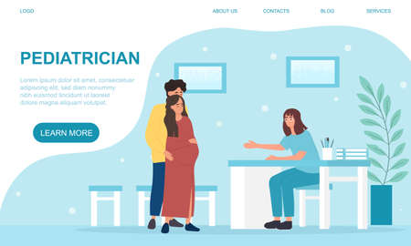 man and a woman at a pediatricians appointmentのイラスト素材