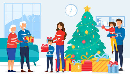 Christmas with Familyのイラスト素材