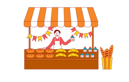 Bakery shop illustrationのイラスト素材