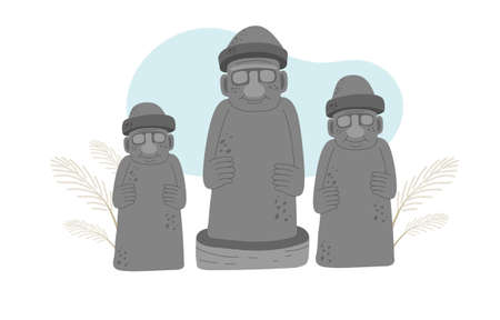 Stone statues from Jeju islandのイラスト素材