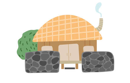 A nice little hut with a Smoking chimneyのイラスト素材