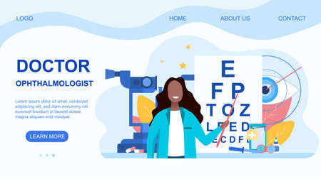 Female ophthalmologist pointing with a pointerのイラスト素材