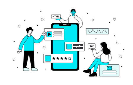 A group of developers programmingのイラスト素材