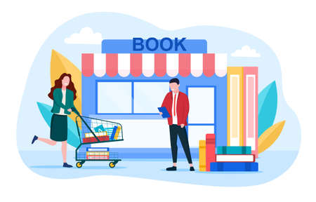 Reading and digital bookstore conceptのイラスト素材