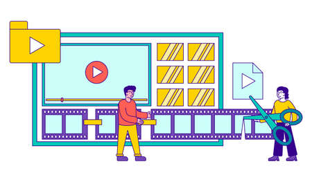 Production of high-quality video content concept.のイラスト素材