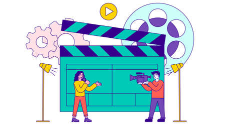 Production of high-quality video content concept.のイラスト素材