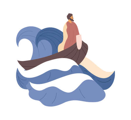 Jesus is sailing on a boatのイラスト素材