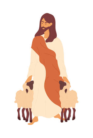 Jesus as a shepherdのイラスト素材