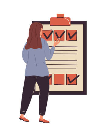 Business concept with the girl making working notesのイラスト素材