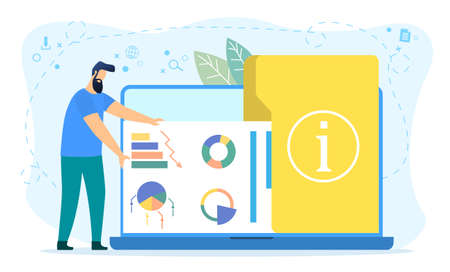 Office worker studying infographicのイラスト素材