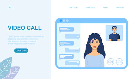 Video call concept with man and womanのイラスト素材