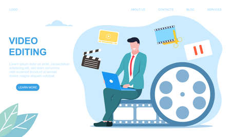 Video editing conceptのイラスト素材