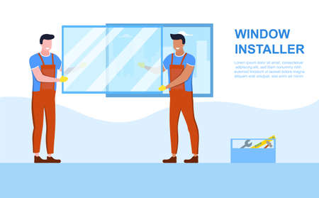 Window installation conceptのイラスト素材