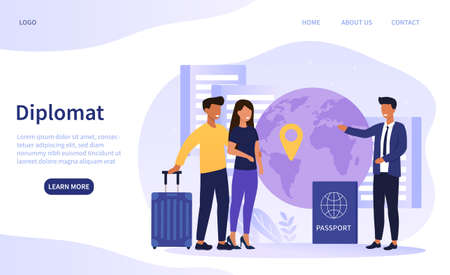 Diplomat profession web banner or landing pageのイラスト素材
