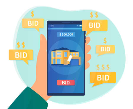 Online auction conceptのイラスト素材