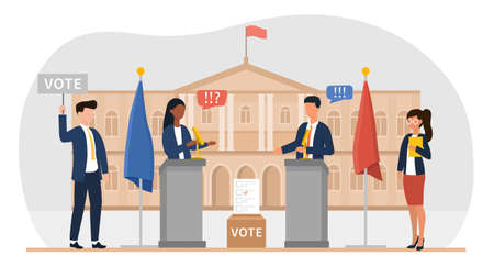 A man and a woman hold an election