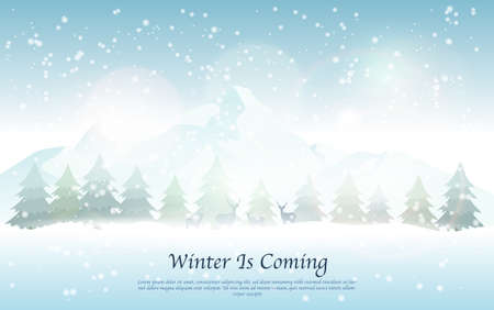 Winter landscape with snowfallのイラスト素材