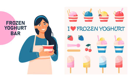 Frozen yogurt ice cream conceptのイラスト素材