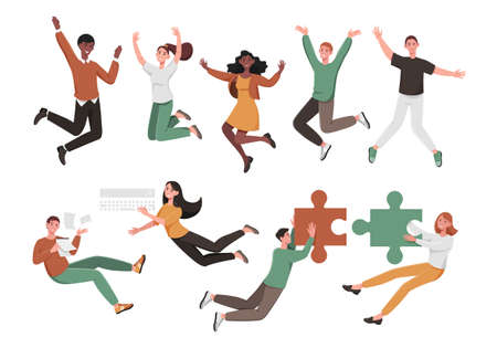 Large collection of diverse active peopleのイラスト素材