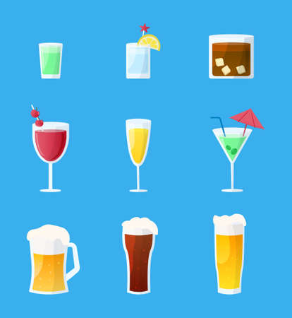 A set of different alcoholic glassesのイラスト素材