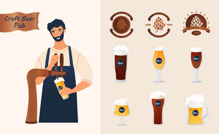 Brewery, craft beer pub conceptのイラスト素材