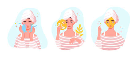 Beauty concept with cute pretty young womanのイラスト素材