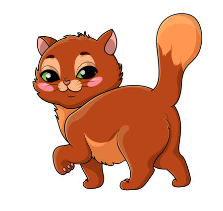 Proud little green-eyed cartoon catのイラスト素材