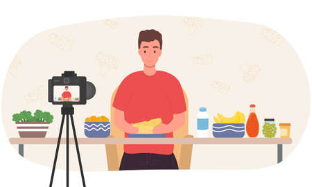 Man eating healthy foodのイラスト素材
