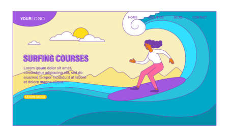 Surfing courses vector conceptのイラスト素材